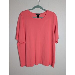 Investments T-Shirt Womens 2X Pink Crew Neck Short Sleeve Rayon Nylon Relaxed